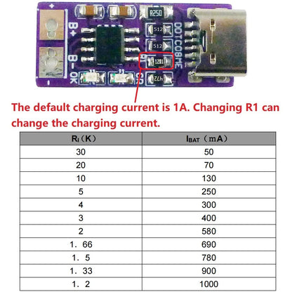 DDTC08ME Ultra-Small Type-C Li-ion Li-Po Lithium Battery Charging Module PD QC FCP USB 18650 TP4056 1A Charger