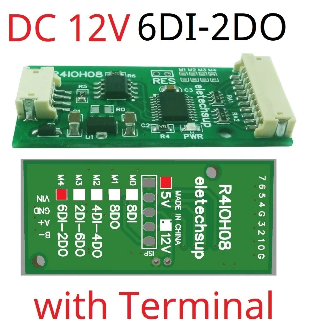 R4IOH08 8DI 8DO 4DI-4DO 2DI-6DO 6DI-2DO Multipurpose RS485 Digital Input Output Module mini PLC IO Dilator DC 12V 24V for Arduino