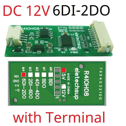 R4IOH08 8DI 8DO 4DI-4DO 2DI-6DO 6DI-2DO Multipurpose RS485 Digital Input Output Module mini PLC IO Dilator DC 12V 24V for Arduino