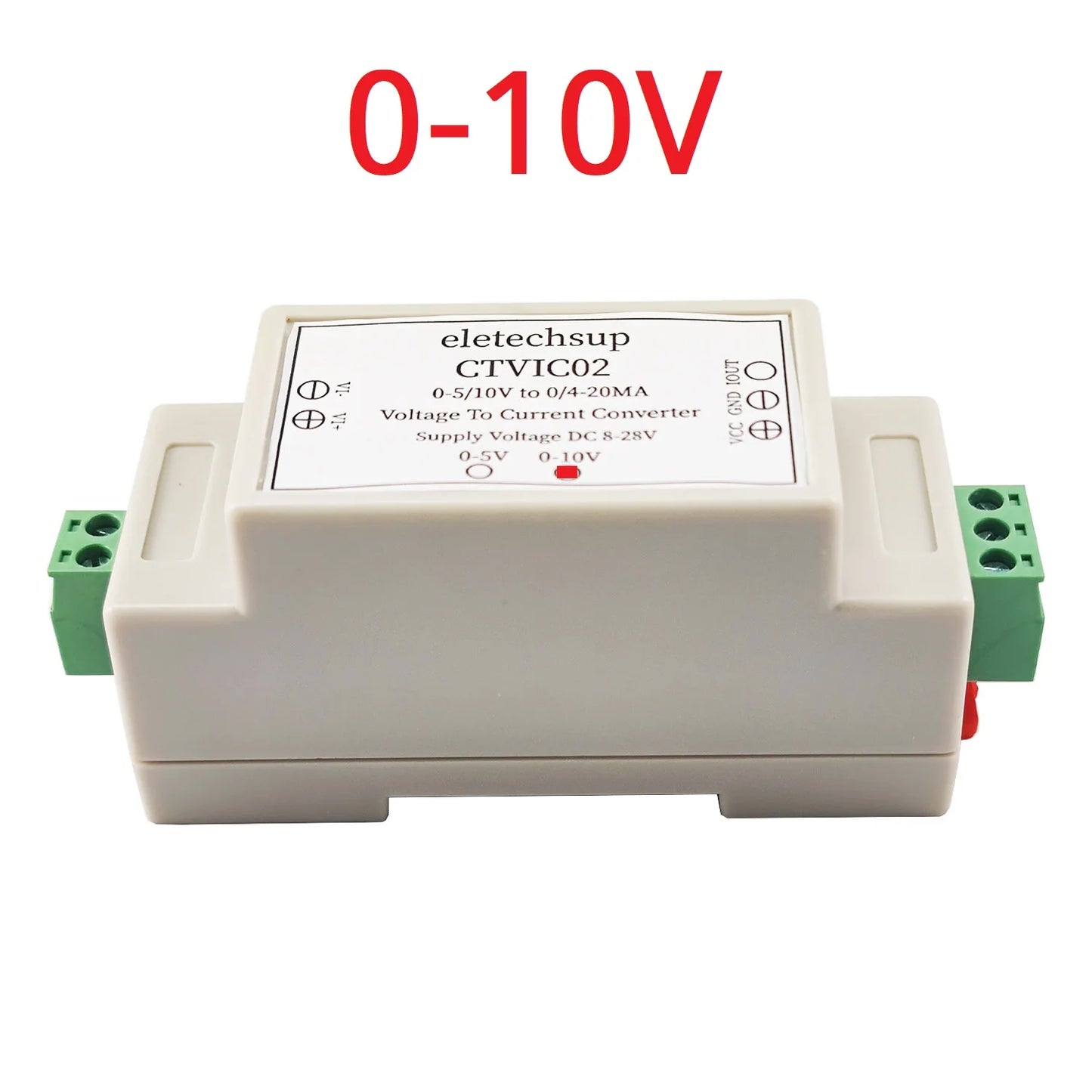 CTVIC02 Industrial Grade Voltage to Current Transmitter 0-5V/0-10V to 4-20mA/0-20mA V/I Linear Converter DAC to Current Din Rail Shell