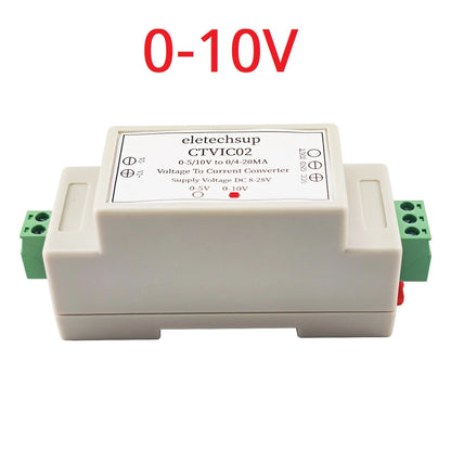 CTVIC02 Industrial Grade Voltage to Current Transmitter 0-5V/0-10V to 4-20mA/0-20mA V/I Linear Converter DAC to Current Din Rail Shell