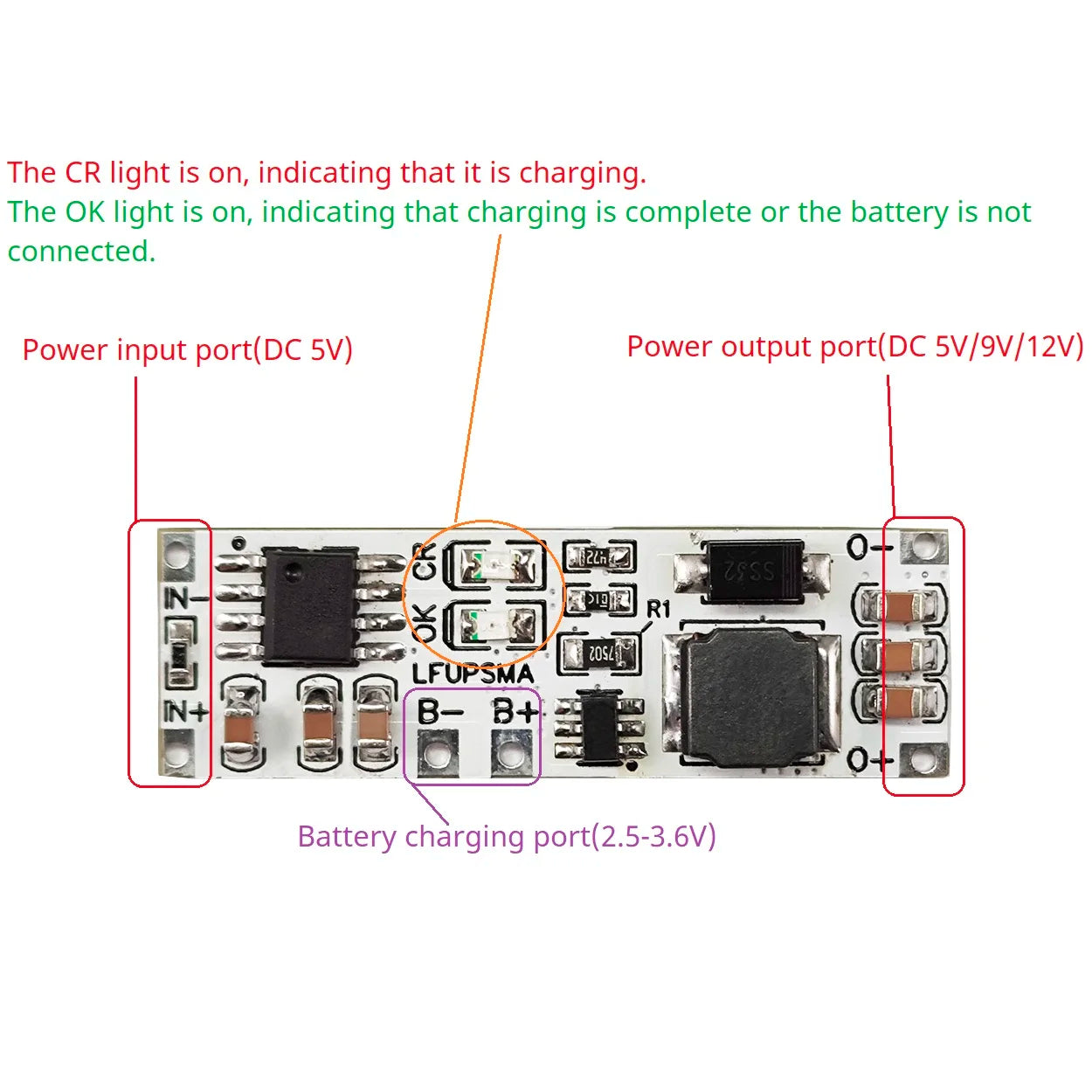 LFUPSMA LiFePO4 3.6V Charger & Booster DC 3.2V to 5V 9V 12V Step-up DC-DC Converter UPS Diy Board for Arduino ESP32 ESP8266 Wifi IOT