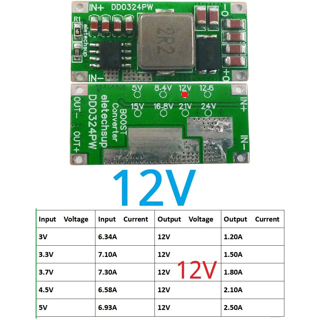 DD0324PW 25W Mini Size High-power 2-5Cell Battery Multiplier 3.7V 4.2V to 8.4V 12.6V 16.8V 21V DC-DC Boost Converter Module 5V 12V 15 24V