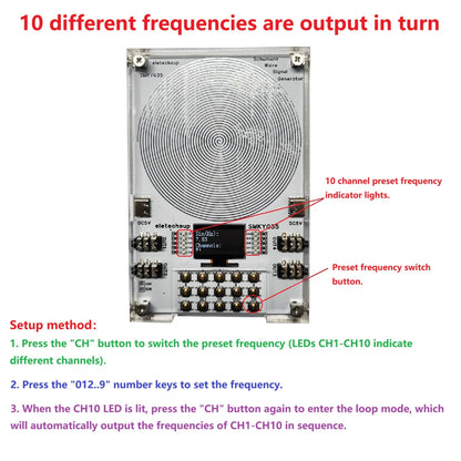 SMKYG35 0.01-100kHz Frequency Adjustable Pure Sine Wave Generator with 10CH Preset, 7.83Hz Schumann Resonance Machine