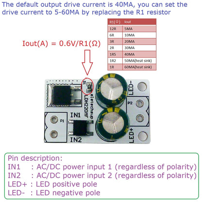 LDH220MF HV AC/DC 20-220V to DC 10-200V 40MA Constant Current Linear Constant Current Driver Module for fluorescent ceiling LED Bulb