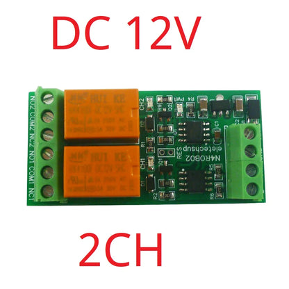 N4ROA01 N4ROB02 Mini Size 1/2CH Multifunction RS485/RS422 Relay Module 8 Commands ON OFF Momentary Self-locking Interlock Delay DC 12V/24V