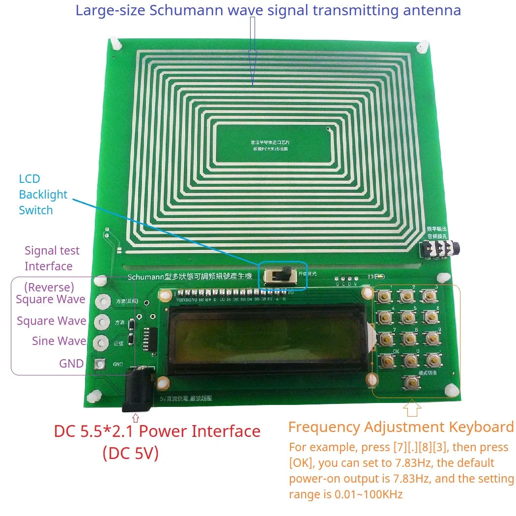 SMLDA01 0.01Hz~300000Hz Adjustable Schumann Sine Wave Resonance Generator Ultra-Low Frequency Pulse Generator Audio Resonator USB