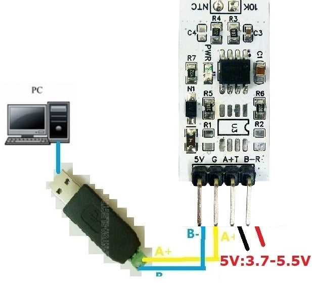 NT38D01 1k-100K Resistance to RS485 RS232(TTL) Converter 10K 3950 NTC Thermistor Temperature Acquisition Module