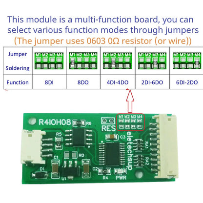 R4IOH08 8DI 8DO 4DI-4DO 2DI-6DO 6DI-2DO Multipurpose RS485 Digital Input Output Module mini PLC IO Dilator DC 12V 24V for Arduino
