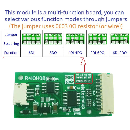 R4IOH08 8DI 8DO 4DI-4DO 2DI-6DO 6DI-2DO Multipurpose RS485 Digital Input Output Module mini PLC IO Dilator DC 12V 24V for Arduino