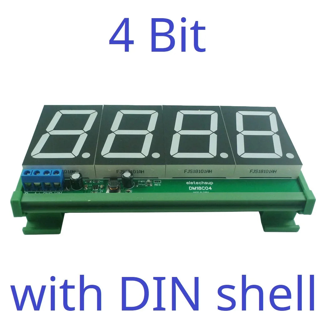 DM18A01 DM18B02 DM18C04 1-4 Bit DC 12V 24V 1.8 inch DIN shell RS485 Modbus RTU Digital Tube LED Board PLC IO Expanding Board