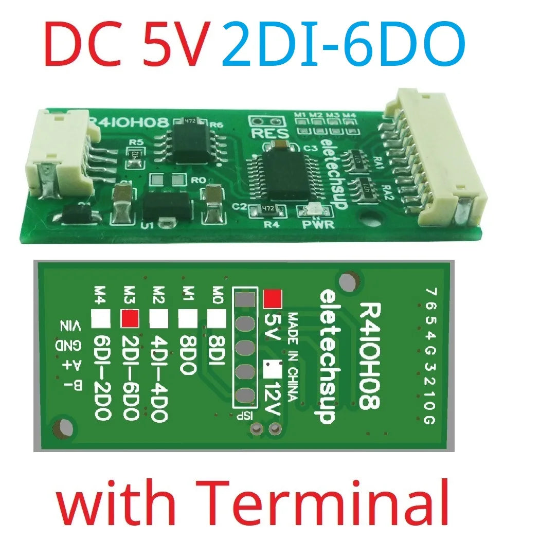 R4IOH08 8DI 8DO 4DI-4DO 2DI-6DO 6DI-2DO Multipurpose RS485 Digital Input Output Module mini PLC IO Dilator DC 12V 24V for Arduino