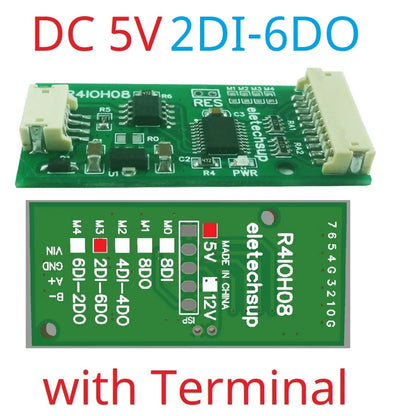 R4IOH08 8DI 8DO 4DI-4DO 2DI-6DO 6DI-2DO Multipurpose RS485 Digital Input Output Module mini PLC IO Dilator DC 12V 24V for Arduino