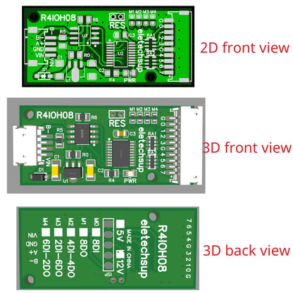 R4IOH08 8DI 8DO 4DI-4DO 2DI-6DO 6DI-2DO Multipurpose RS485 Digital Input Output Module mini PLC IO Dilator DC 12V 24V for Arduino