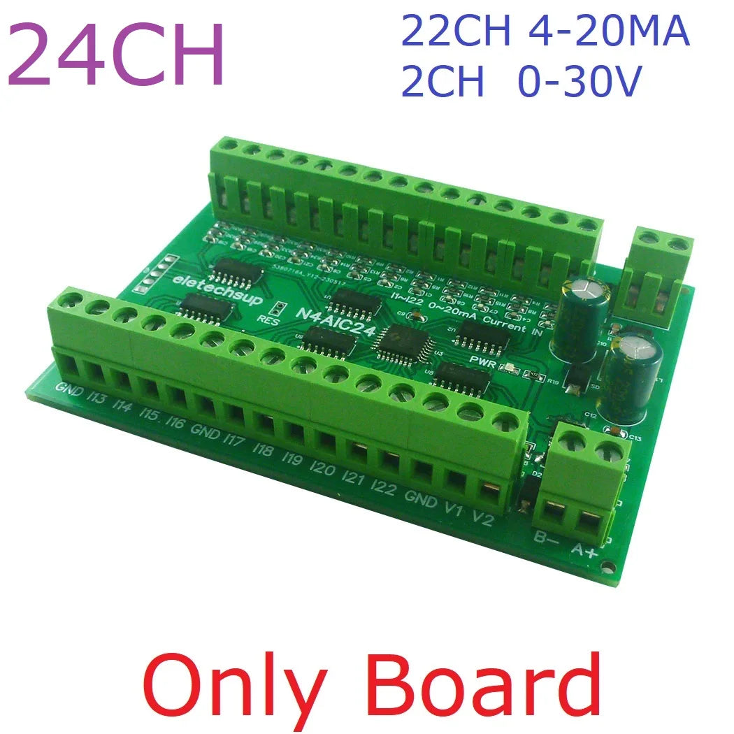 N4AIA08 N4AIB16 N4AIC24 22CH 4-20MA Current & 2CH 0-30V Voltage Input RS485 AI Module 24CH 12-bit ADC Collector Board MODBUS RTU PLC IO