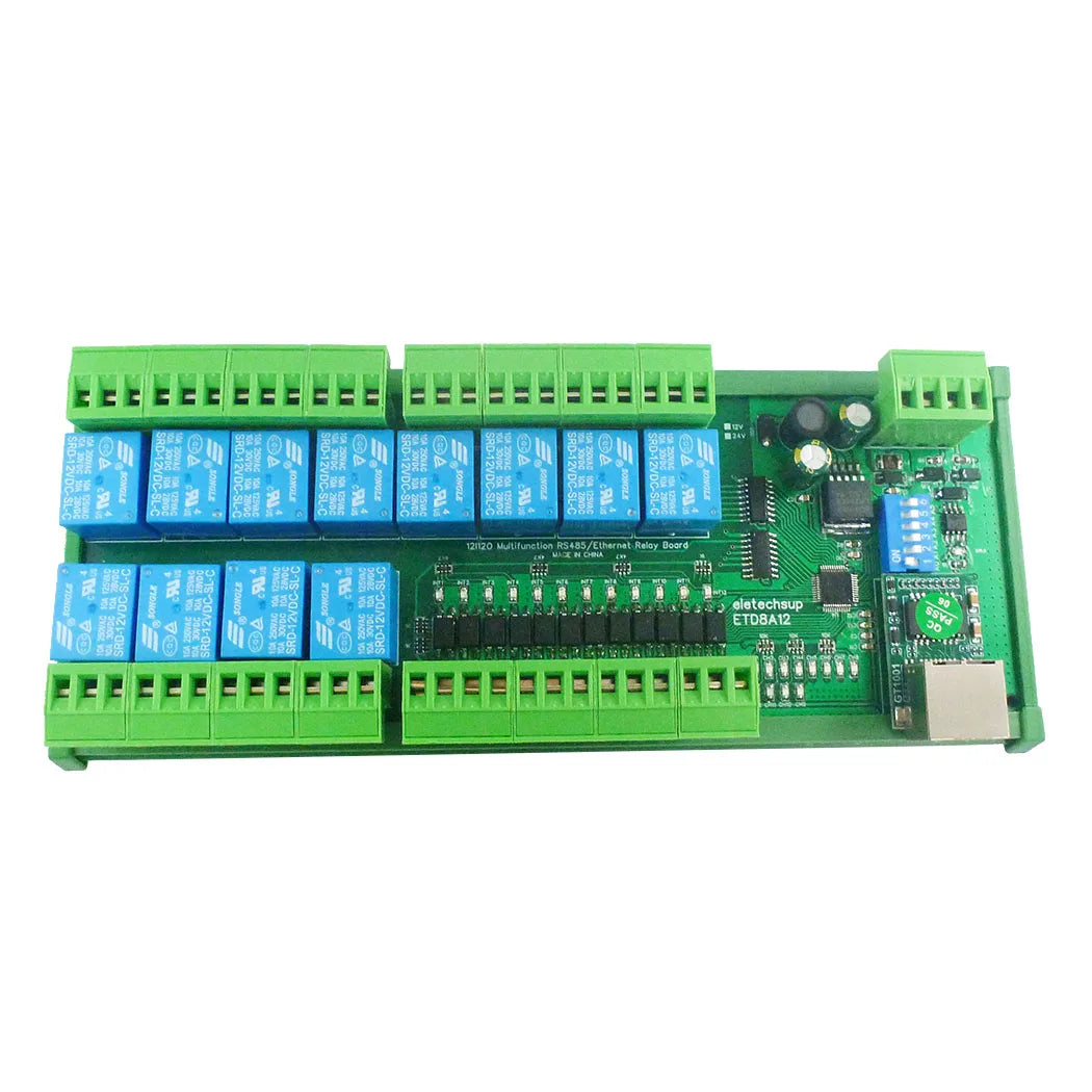 ETD8A12 2 in 1 12CH Modbus RTU/TCP DIO Network Ethernet Controller RS485 Relay Module DC 12V 24V
