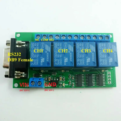 CE039 4 Channel RS232 Serial Relay Board 12V DC USB UART Remote Switch Controller For Smart Home Car Alarm Farm Equipment