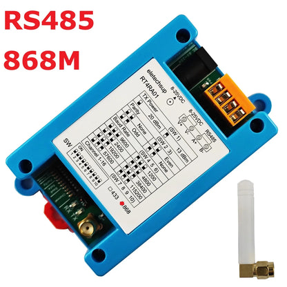 RT4RA01 433M 868M RS485 RS232 DTU VHF/UHF Radio Modem Wireless Transceiver 1200-115200 None/Odd/Even Dip Switch Set Master-slave Network
