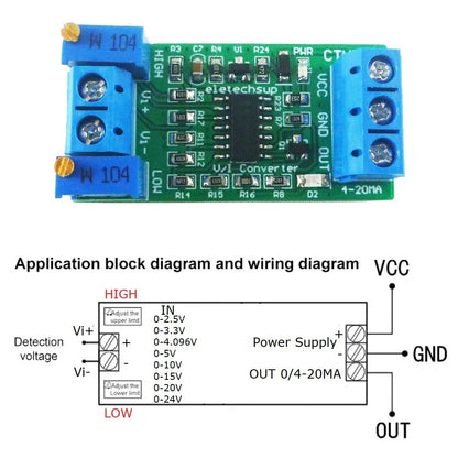 CTVIB01 0-5V/0-10V to 4-20mA/0-20mA Voltage to Current Analog IO Module Transmitter V/I Linear Converter for PLC RS485 Sensor