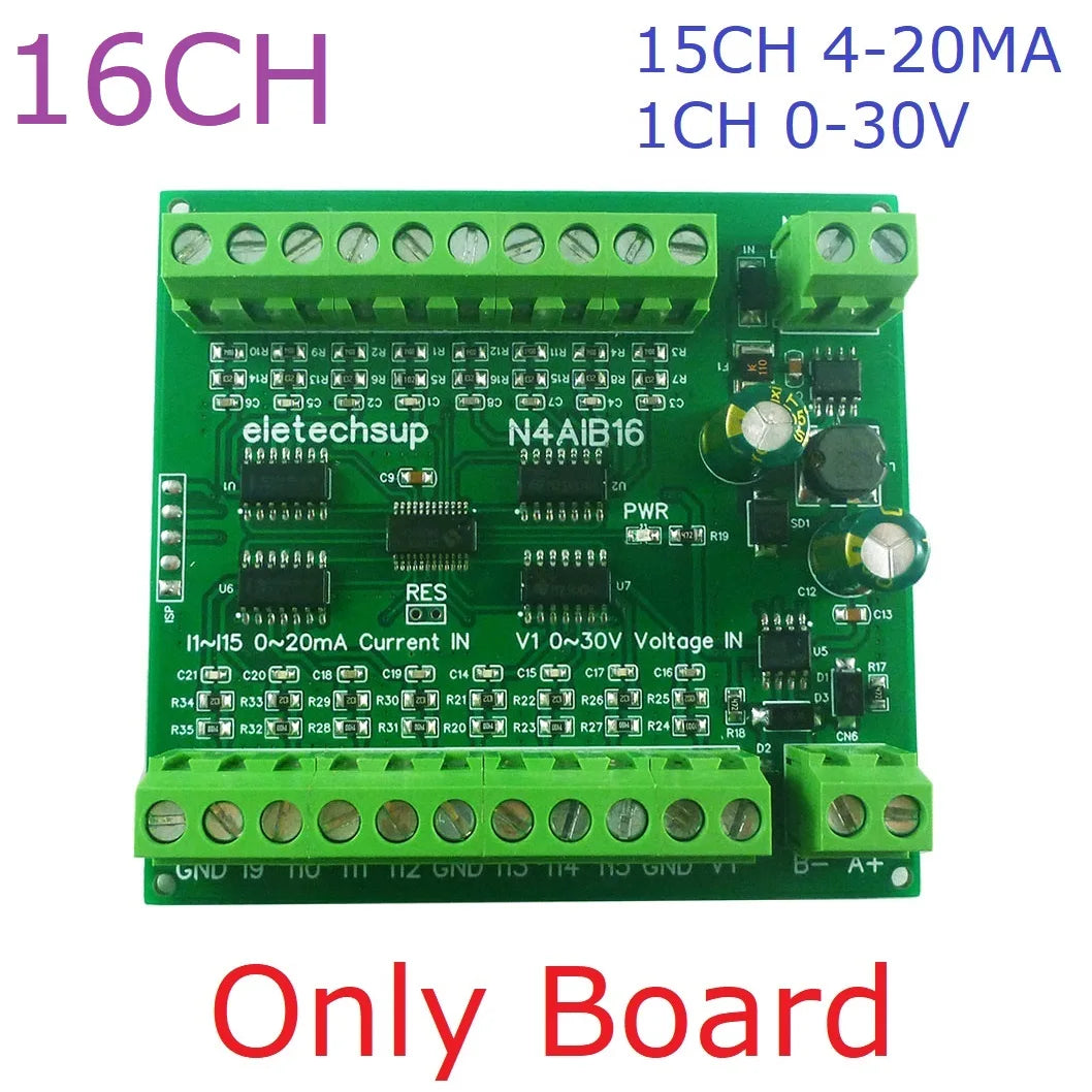 N4AIA08 N4AIB16 N4AIC24 22CH 4-20MA Current & 2CH 0-30V Voltage Input RS485 AI Module 24CH 12-bit ADC Collector Board MODBUS RTU PLC IO