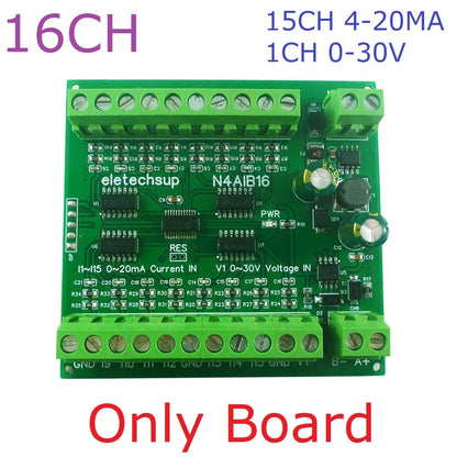 N4AIA08 N4AIB16 N4AIC24 22CH 4-20MA Current & 2CH 0-30V Voltage Input RS485 AI Module 24CH 12-bit ADC Collector Board MODBUS RTU PLC IO
