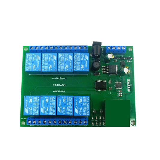 ET48A08 2 IN 1 8Ch Network Ethernet RS485 Relay Modbus RTU Slave TCP/IP UDP UART Switch Module PLC Industrial Control Board