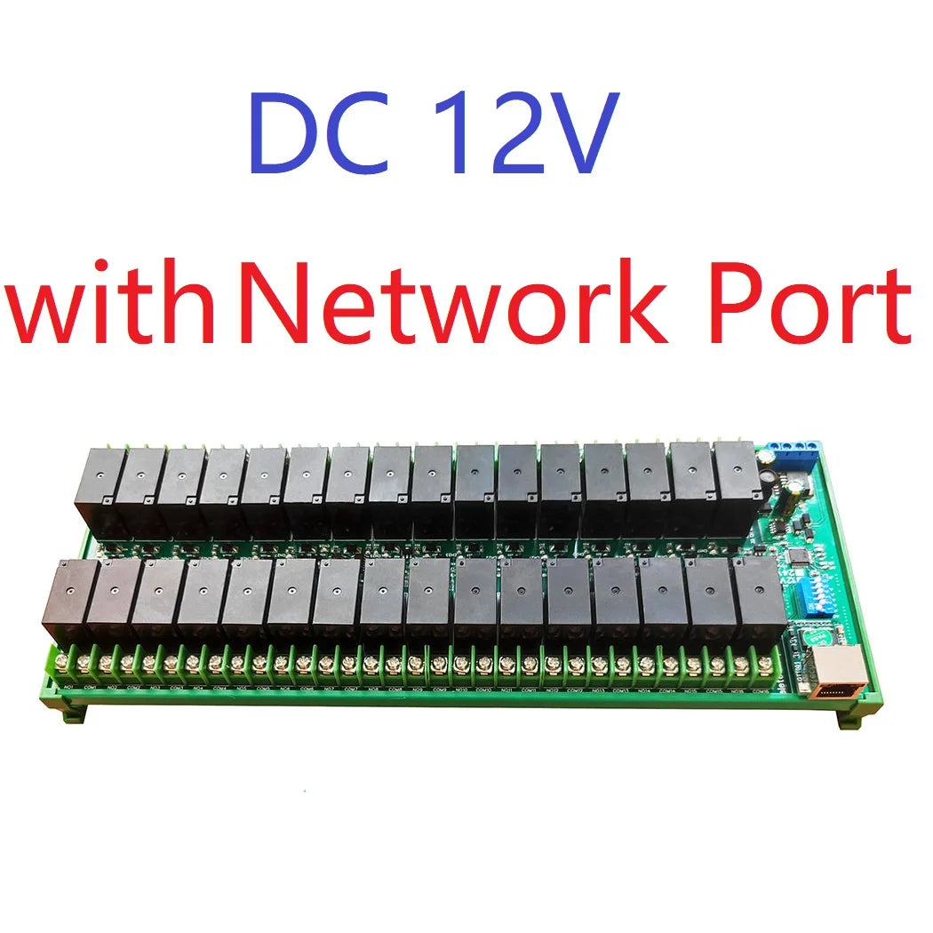R4D5E32 32Ch DC 12V 24V 20A High Current Ethernet/RS485 Relay Module RJ45 Network Port TCP/IP Modbus RTU Board