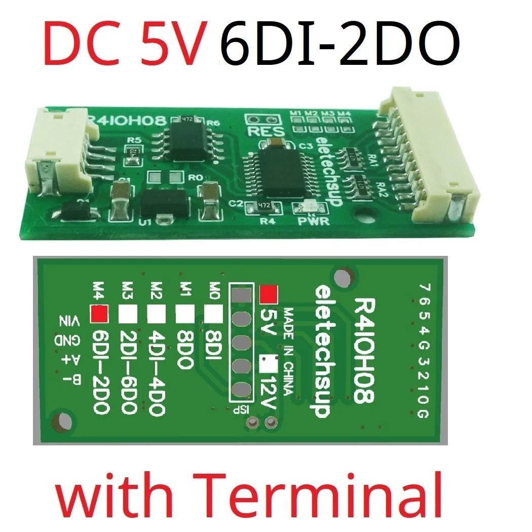 R4IOH08 8DI 8DO 4DI-4DO 2DI-6DO 6DI-2DO Multipurpose RS485 Digital Input Output Module mini PLC IO Dilator DC 12V 24V for Arduino