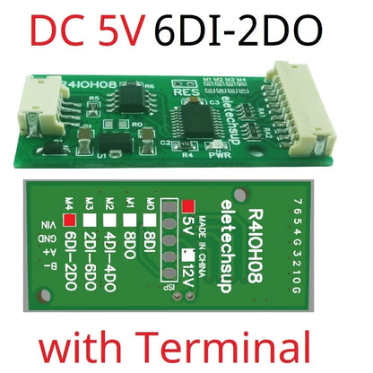 R4IOH08 8DI 8DO 4DI-4DO 2DI-6DO 6DI-2DO Multipurpose RS485 Digital Input Output Module mini PLC IO Dilator DC 12V 24V for Arduino