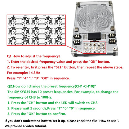 SMKYG35 0.01-100kHz Frequency Adjustable Pure Sine Wave Generator with 10CH Preset, 7.83Hz Schumann Resonance Machine