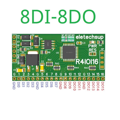R4IOI16 16DI/16DO/8DI-8DO/4DI-12DO/12DI-4DO Modbus Rtu Digital IO RS485 2.54mm Pin Core Board for Arduino ESP32 ESP8266 PLC Smart Home