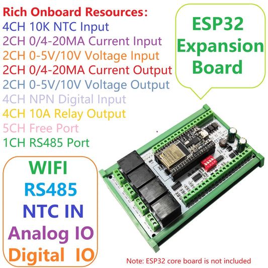 ES32G15 ESP32-DevKitC Smart Home Expansion Board NTC Temperature Collection Current Voltage Input Output Relay Switch for Arduino MQTT
