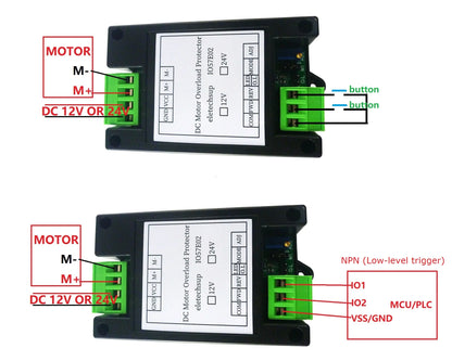 IO57E02 IO58F02 DC 12V 24V Brushed Motor Forward Reverse Controller Overload Overcurrent Short Circuit Overheat Protector Module