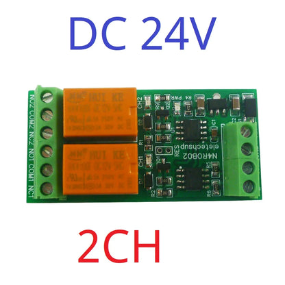 N4ROA01 N4ROB02 Mini Size 1/2CH Multifunction RS485/RS422 Relay Module 8 Commands ON OFF Momentary Self-locking Interlock Delay DC 12V/24V