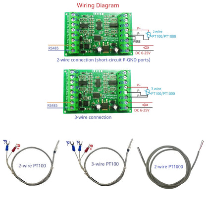 PTDNC04 PT1000 4CH Modbus Wide Range Temperature Sensor Collector PT100 RTD Platinum Thermal Resistance RS485 Remote Analog Quantity