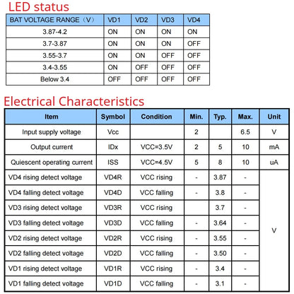 BTID42MA Mini 3.7V 4.2V 1-Cell LI-ON LI-PO Battery Power Voltage Indicator LED P/V Detection Module for 18650 26650 4680 Charge Discharge