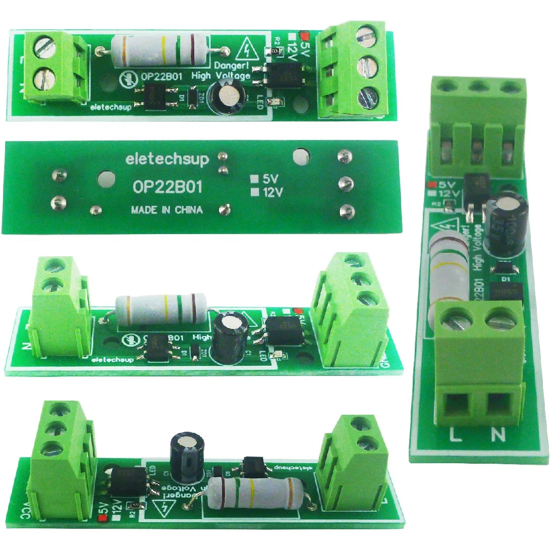 OP22B01 AC 110V 220V to 3.3V 5V 12V 24V Voltage Signal Detection Module Power ON/OFF Alarm Board for PLC RS485 IO Module