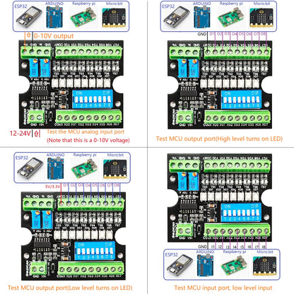 PLADA08 MCU PLC Simulation Debug Board 0-10V 4-20MA Output ADC DAC Tester NPN PNP DI-DO Module for Arduino ESP32 Raspberry pi Micro:bit