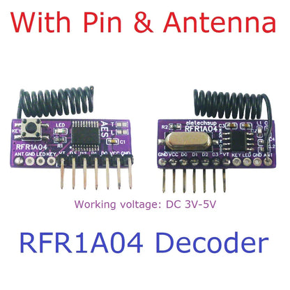 RFR1A04  RFT1C04 4CH AES128 Encryption Codec Remote Control Module featuring 433M Superheterodyne Transceiver, Upgrade to PT2262 EV1527 HC301