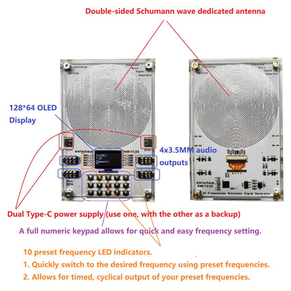SMKYG35 0.01-100kHz Frequency Adjustable Pure Sine Wave Generator with 10CH Preset, 7.83Hz Schumann Resonance Machine