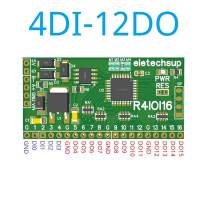 R4IOI16 16DI/16DO/8DI-8DO/4DI-12DO/12DI-4DO Modbus Rtu Digital IO RS485 2.54mm Pin Core Board for Arduino ESP32 ESP8266 PLC Smart Home