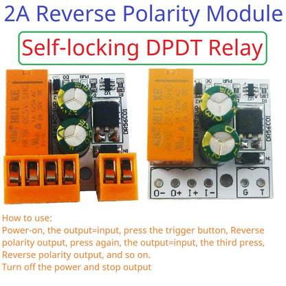 DR56C01 2A Pluggable Terminal Motor Forward Reverse Self-locking Controller DC Polarity Reversal Circuit Bistable DPDT Relay Module