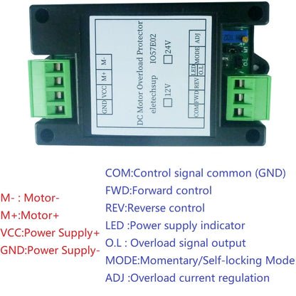 IO57E02 IO58F02 DC 12V 24V Brushed Motor Forward Reverse Controller Overload Overcurrent Short Circuit Overheat Protector Module