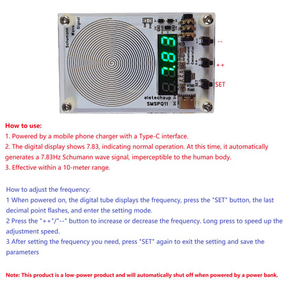 SMSPQ11 Mini 0.01-10000HZ Schumann Wave Signal Generator for Deep Sleep Meditation  Focus Stress Relief  Wellness Therapy Device
