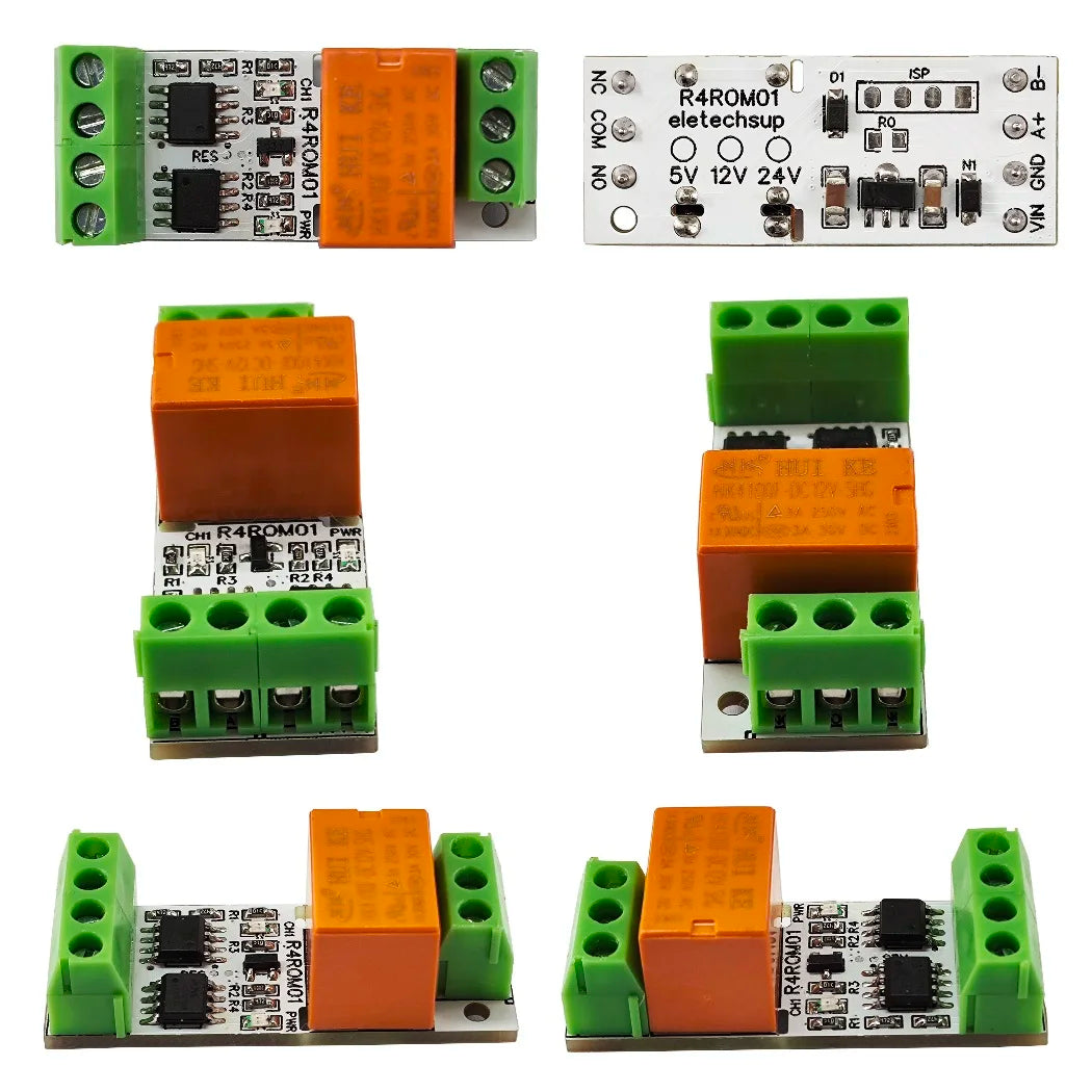 R4ROM01 3A Mini Size & Low Noise 5V 12V 24V RS485 Relay Board Modbus Rtu Remote IO 110V 120V 220V Small Electronic Switch