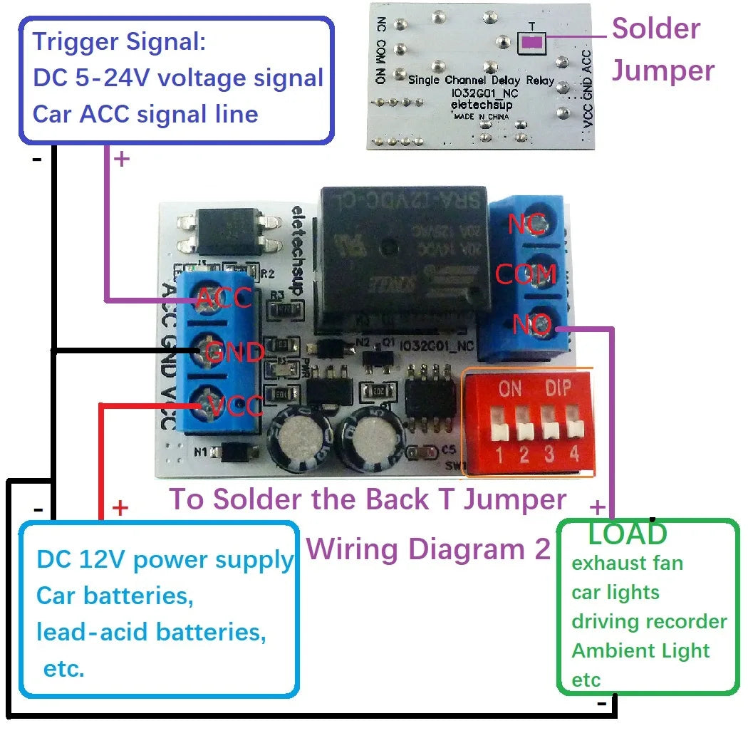 IO32G01 Delayed Shutdown Light-off Module After The Car Is Turned Off NC COM NO Relay Board