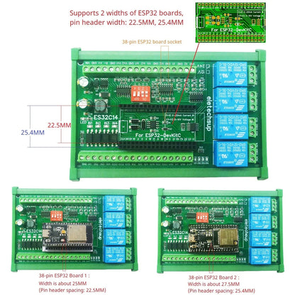 ES32C14 DC 12V 24V ESP32 Expansion Board Digital Analog DAC ADC IO Wifi Relay Switch ES32C14 Module for Arduino PLC Smart Home IOT Diy