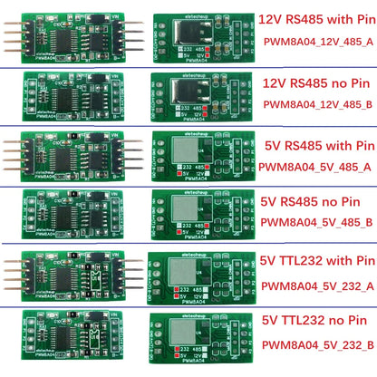 PWM8A04 3Ch RS485 to PWM Square Wave Pulse Generator 1Hz-20kHz Frequency Duty Cycle Adjustable DC 5V 12V