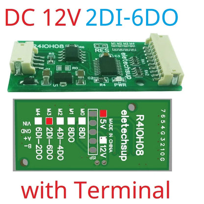 R4IOH08 8DI 8DO 4DI-4DO 2DI-6DO 6DI-2DO Multipurpose RS485 Digital Input Output Module mini PLC IO Dilator DC 12V 24V for Arduino