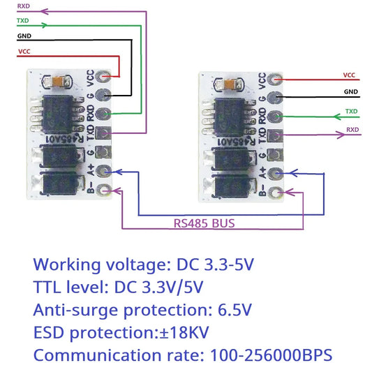 R485A01 MCU Master-Slave Networking Transceiver UART RS232 TTL to RS485 Automatic Converter for Modbus Profibus CAN LonWorks Smart Home